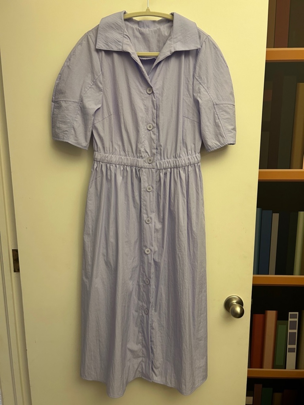 Light Lavender Button-Front Midi Dress